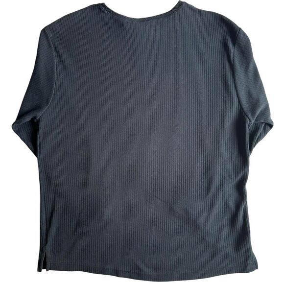 American‎ Weekend Black Thermal Henley Top Sz L Twilight Downtown Girl Alt - Picture 4 of 4